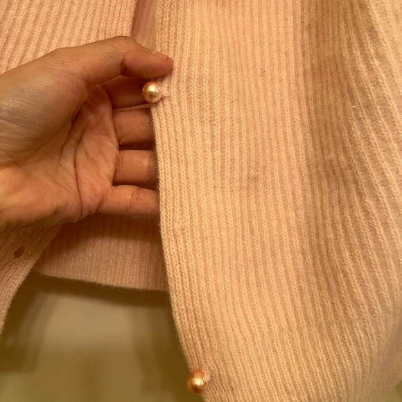 Pink Ribbed Cardigan with Pearl Buttons - Picture 4 of 7
